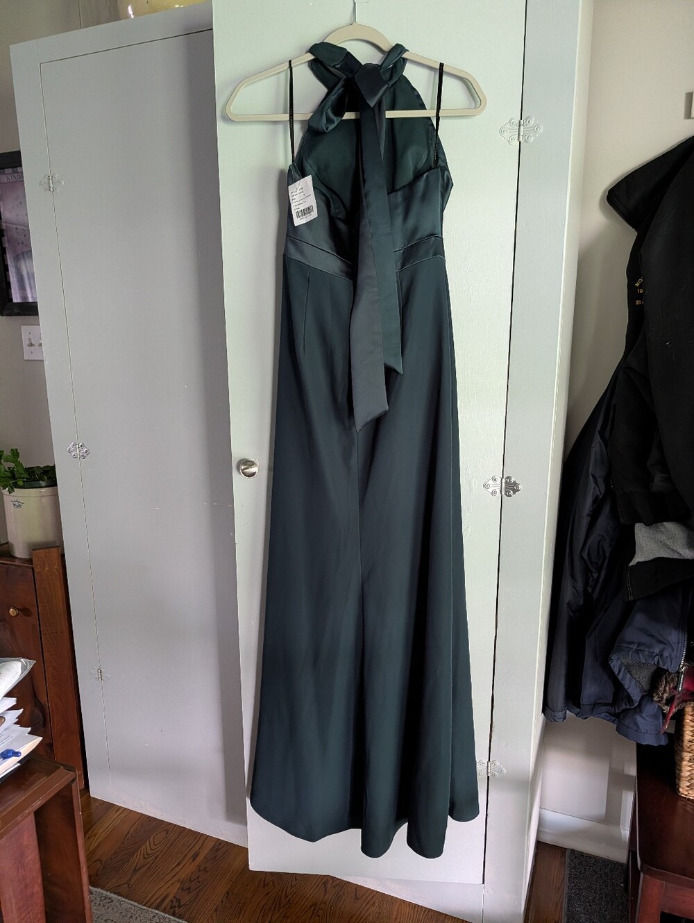 AFTER SIX Halter Neck Open Back Gown in Evergreen NWT